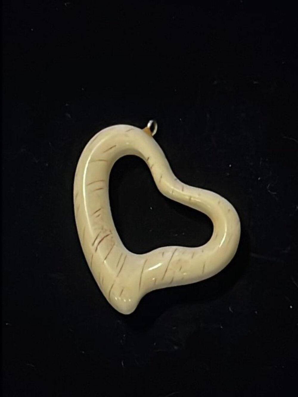 Vintage Off White Open Heart Pendant